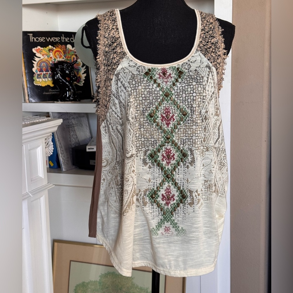 Miss‎ Me Embroidered Studded Tank Top